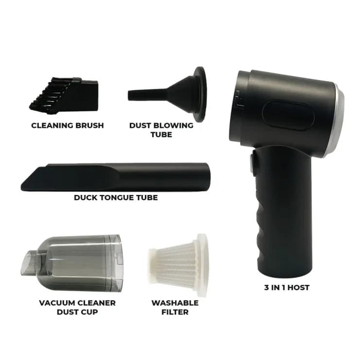 3-in-1 Portable Handheld Cordless Vacuum Cleaner | High Power Suction & Air Blower | USB Rechargeable Mini Vacuum for Car, Home & Keyboard